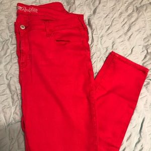 Old Navy bright red Rockstar pants jeans size 14